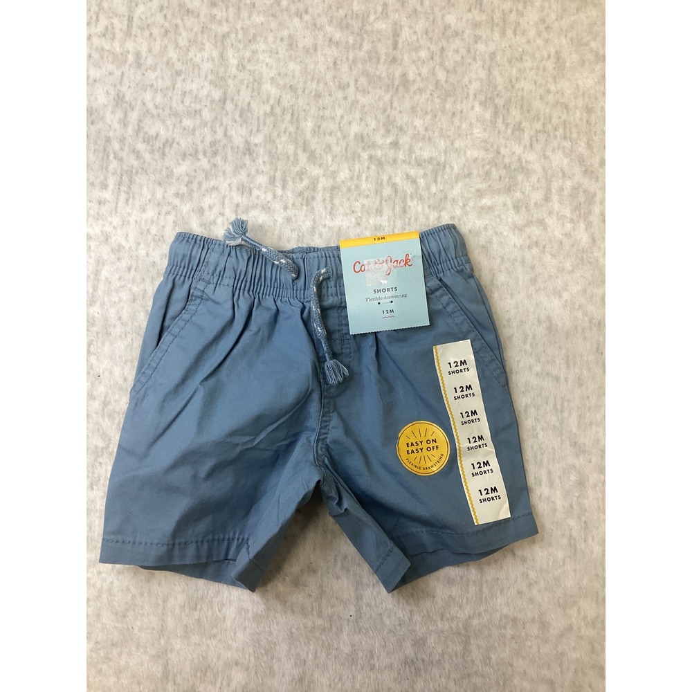 Cat & Jack Baby Boys Blue Flexible Drawstring Pull On Shorts 12M NWT